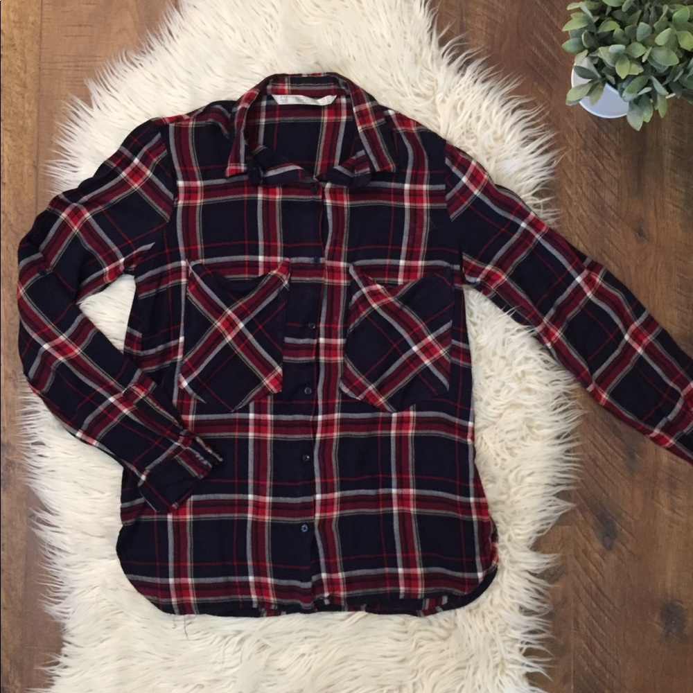 Zara Trafaluc flannel button down shirt xs